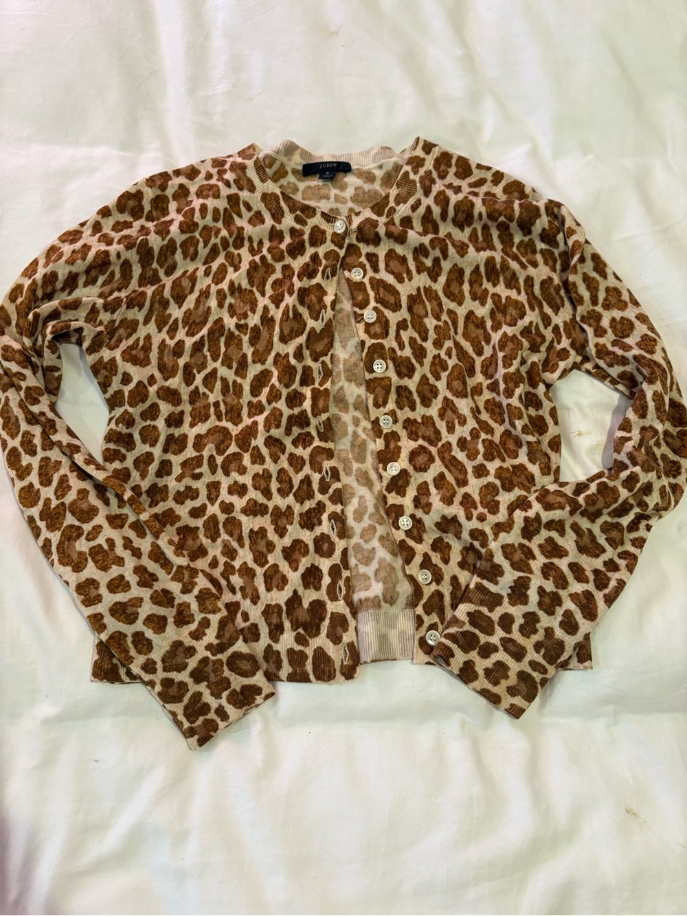 JCrew Leopard Print Button-Up Cardigan - Brown/Tan